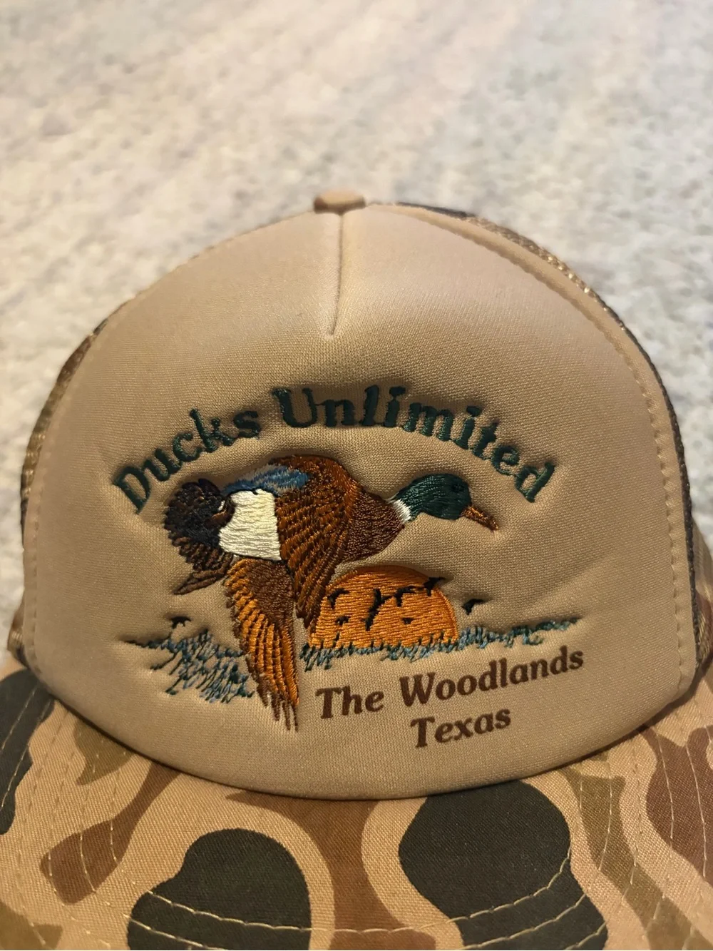 Vintage Ducks Unlimited Camo Mesh Trucker Hat Snapback Series #1 The Woodlands T